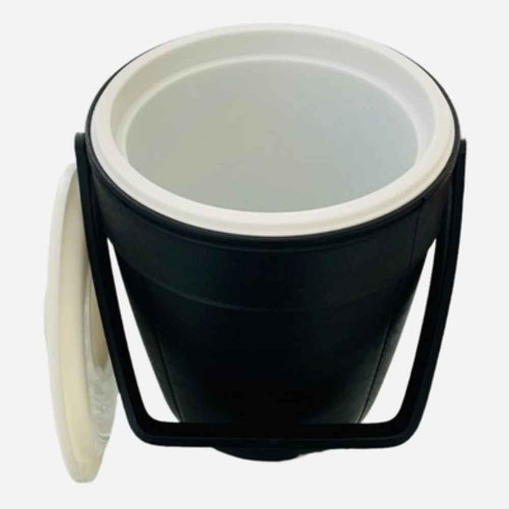 Vintage Rubbermaid Black Ice Bucket 10" White Lid Insulated 1970s Bottle Cooler - Picture 5 of 7